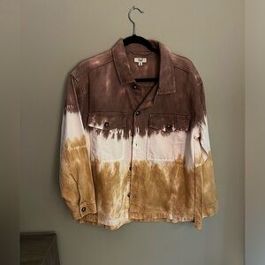 Easel Sage Plum Tie Dye Multi Color Shirt Jacket